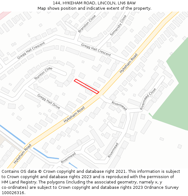 144, HYKEHAM ROAD, LINCOLN, LN6 8AW: Location map and indicative extent of plot