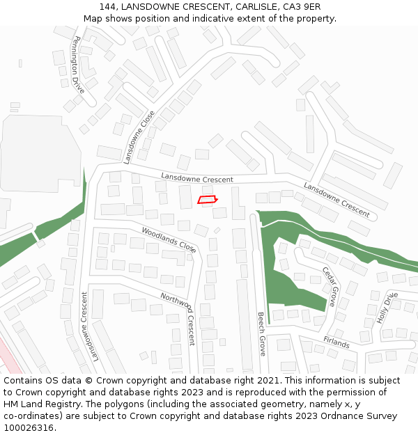 144, LANSDOWNE CRESCENT, CARLISLE, CA3 9ER: Location map and indicative extent of plot