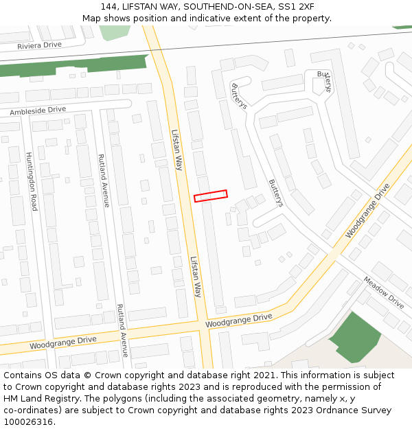 144, LIFSTAN WAY, SOUTHEND-ON-SEA, SS1 2XF: Location map and indicative extent of plot