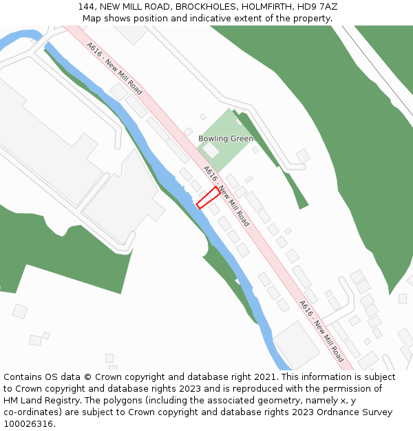 144, NEW MILL ROAD, BROCKHOLES, HOLMFIRTH, HD9 7AZ: Location map and indicative extent of plot