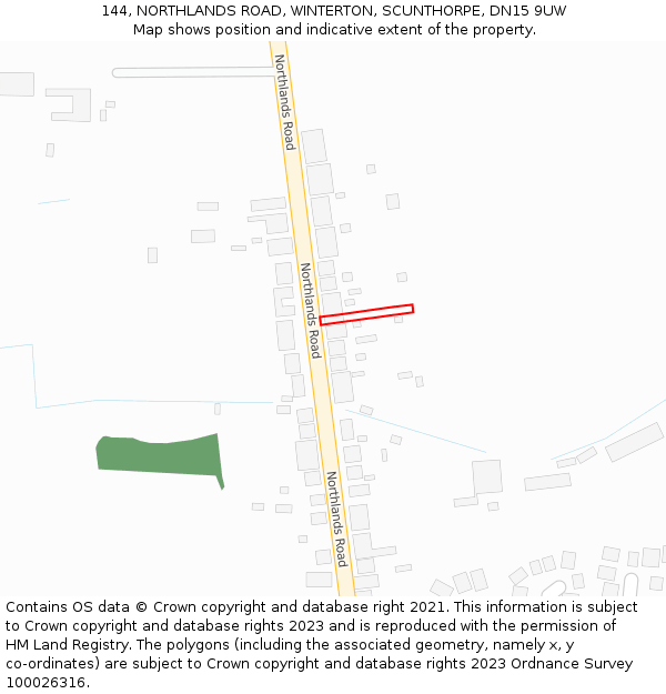 144, NORTHLANDS ROAD, WINTERTON, SCUNTHORPE, DN15 9UW: Location map and indicative extent of plot