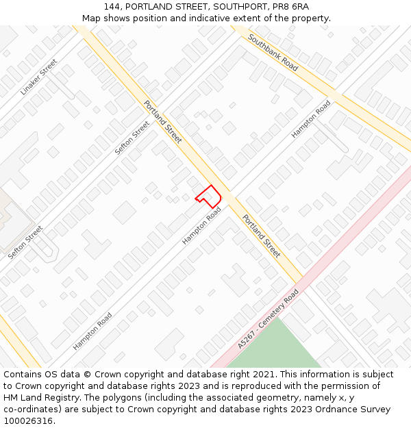 144, PORTLAND STREET, SOUTHPORT, PR8 6RA: Location map and indicative extent of plot