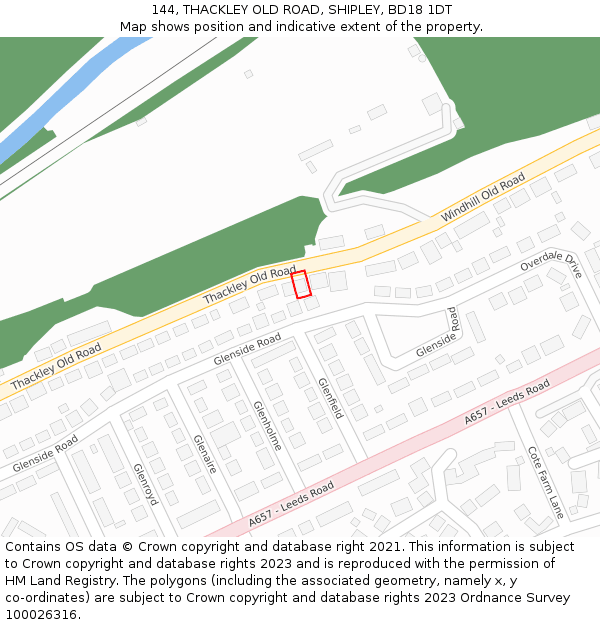 144, THACKLEY OLD ROAD, SHIPLEY, BD18 1DT: Location map and indicative extent of plot