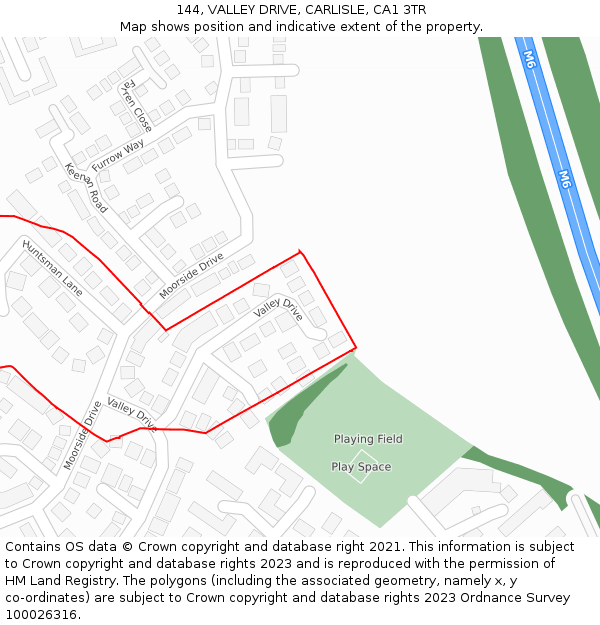 144, VALLEY DRIVE, CARLISLE, CA1 3TR: Location map and indicative extent of plot