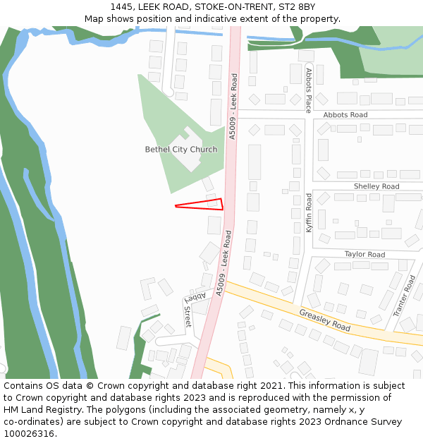 1445, LEEK ROAD, STOKE-ON-TRENT, ST2 8BY: Location map and indicative extent of plot
