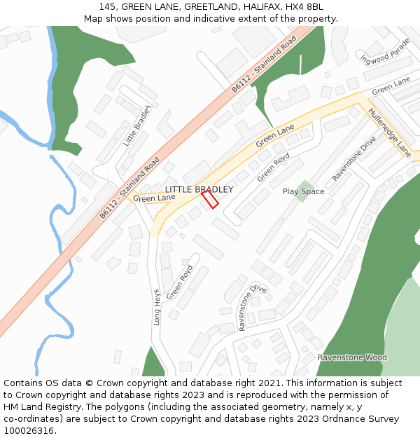 145, GREEN LANE, GREETLAND, HALIFAX, HX4 8BL: Location map and indicative extent of plot