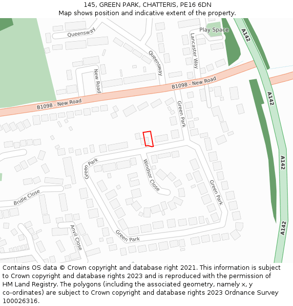 145, GREEN PARK, CHATTERIS, PE16 6DN: Location map and indicative extent of plot