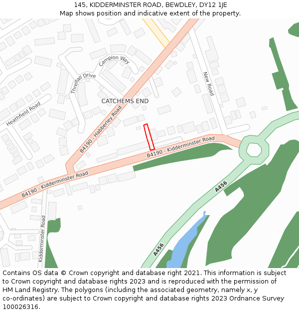 145, KIDDERMINSTER ROAD, BEWDLEY, DY12 1JE: Location map and indicative extent of plot
