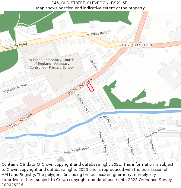 145, OLD STREET, CLEVEDON, BS21 6BH: Location map and indicative extent of plot