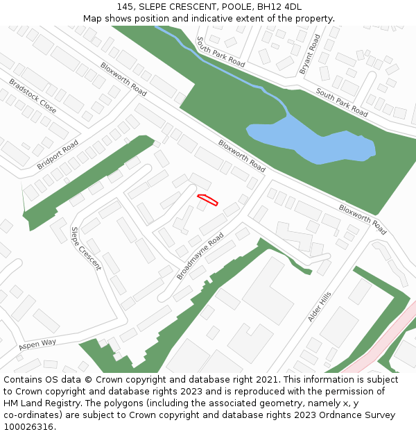 145, SLEPE CRESCENT, POOLE, BH12 4DL: Location map and indicative extent of plot