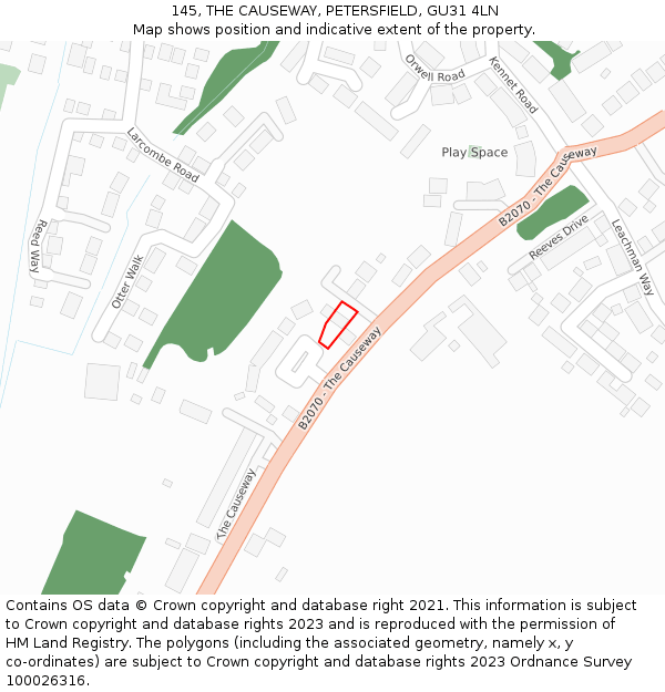 145, THE CAUSEWAY, PETERSFIELD, GU31 4LN: Location map and indicative extent of plot