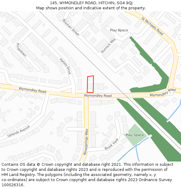 145, WYMONDLEY ROAD, HITCHIN, SG4 9QJ: Location map and indicative extent of plot
