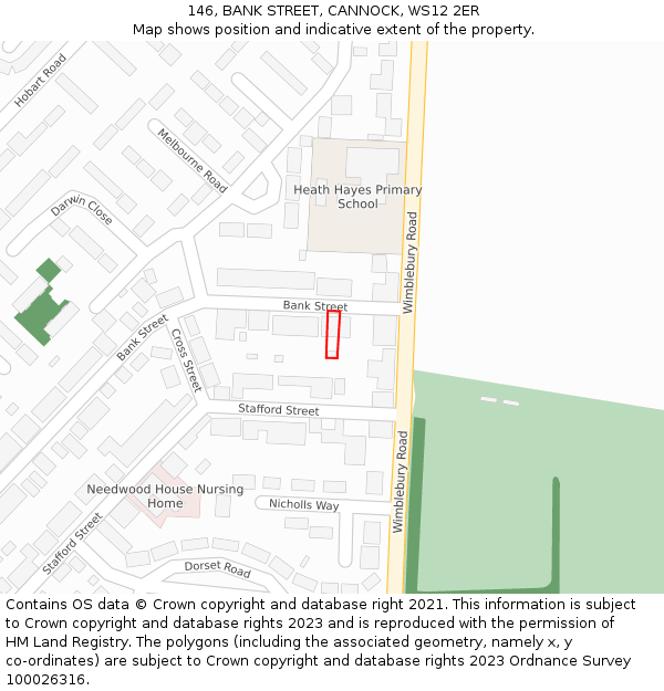 146, BANK STREET, CANNOCK, WS12 2ER: Location map and indicative extent of plot