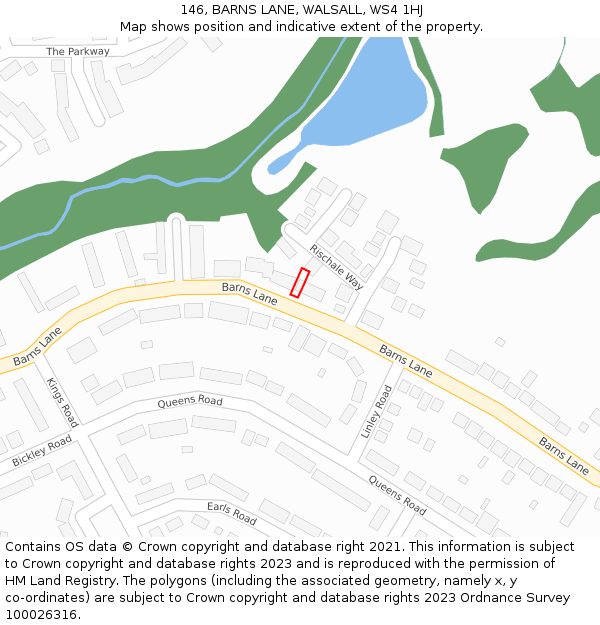 146, BARNS LANE, WALSALL, WS4 1HJ: Location map and indicative extent of plot