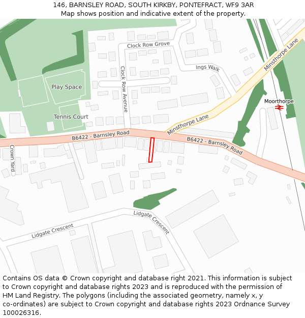 146, BARNSLEY ROAD, SOUTH KIRKBY, PONTEFRACT, WF9 3AR: Location map and indicative extent of plot
