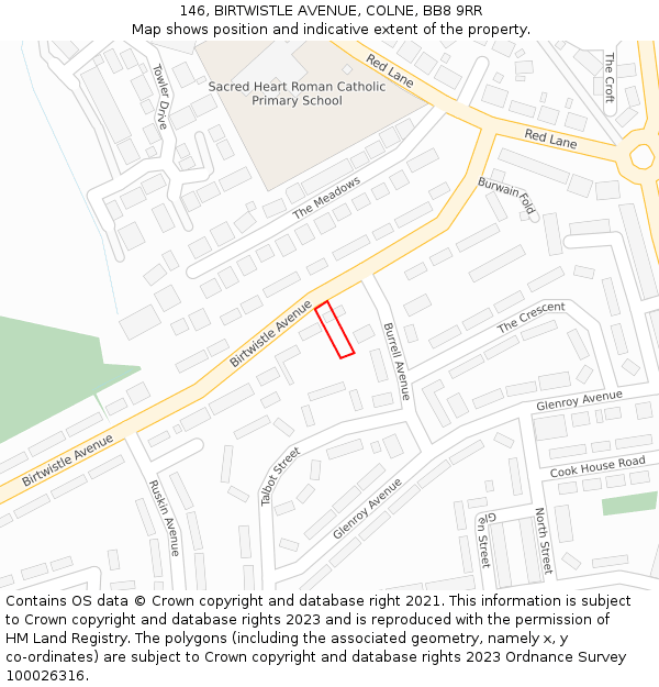 146, BIRTWISTLE AVENUE, COLNE, BB8 9RR: Location map and indicative extent of plot