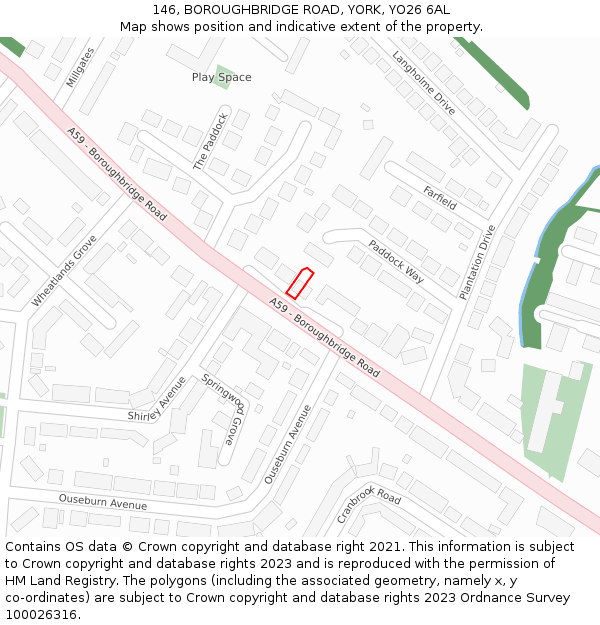 146, BOROUGHBRIDGE ROAD, YORK, YO26 6AL: Location map and indicative extent of plot