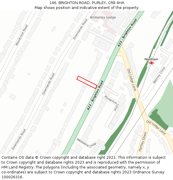146, BRIGHTON ROAD, PURLEY, CR8 4HA: Location map and indicative extent of plot