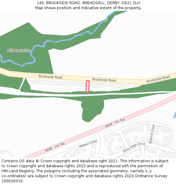 146, BROOKSIDE ROAD, BREADSALL, DERBY, DE21 5LH: Location map and indicative extent of plot