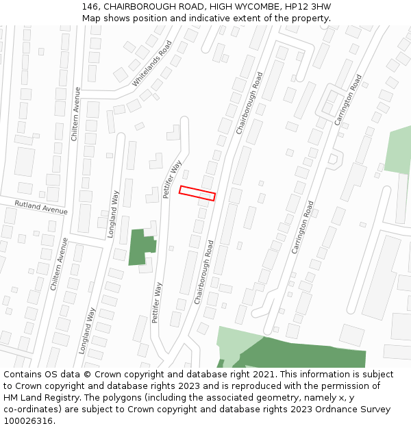 146, CHAIRBOROUGH ROAD, HIGH WYCOMBE, HP12 3HW: Location map and indicative extent of plot