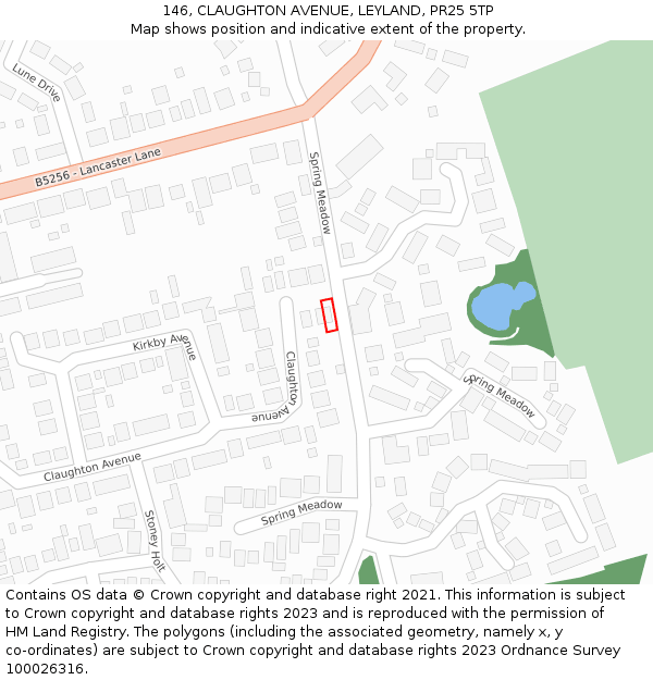 146, CLAUGHTON AVENUE, LEYLAND, PR25 5TP: Location map and indicative extent of plot