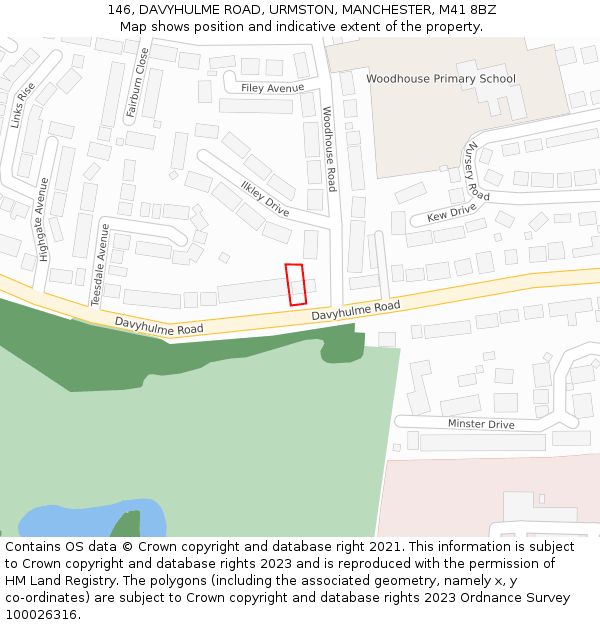 146, DAVYHULME ROAD, URMSTON, MANCHESTER, M41 8BZ: Location map and indicative extent of plot