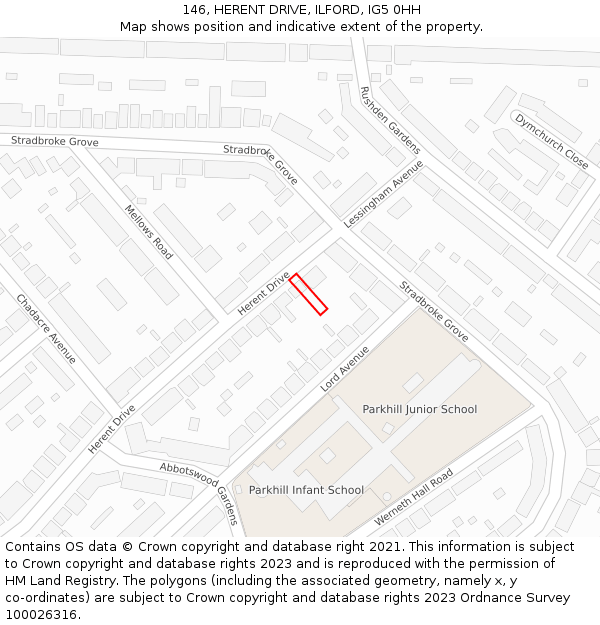 146, HERENT DRIVE, ILFORD, IG5 0HH: Location map and indicative extent of plot