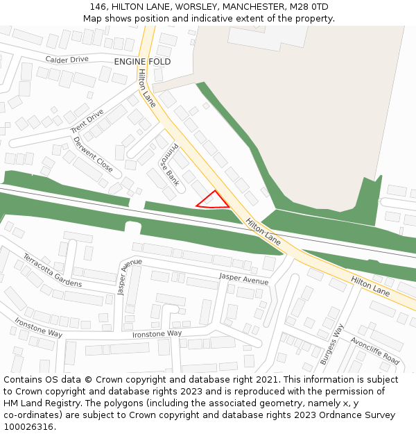 146, HILTON LANE, WORSLEY, MANCHESTER, M28 0TD: Location map and indicative extent of plot