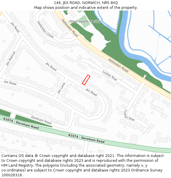 146, JEX ROAD, NORWICH, NR5 8XQ: Location map and indicative extent of plot