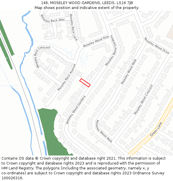 146, MOSELEY WOOD GARDENS, LEEDS, LS16 7JB: Location map and indicative extent of plot