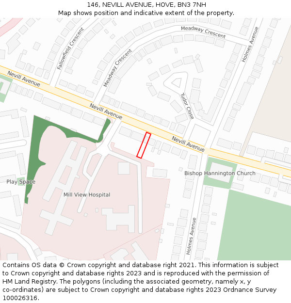 146, NEVILL AVENUE, HOVE, BN3 7NH: Location map and indicative extent of plot