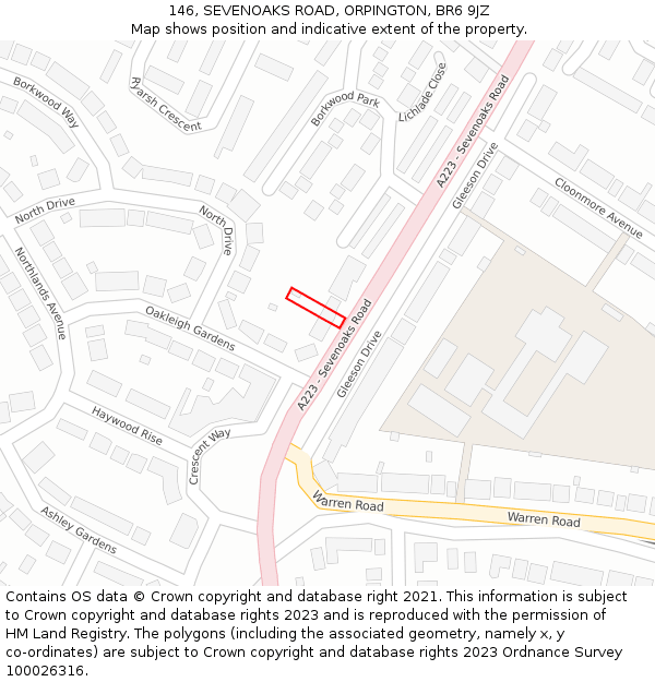 146, SEVENOAKS ROAD, ORPINGTON, BR6 9JZ: Location map and indicative extent of plot