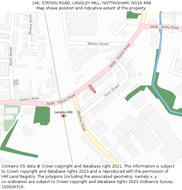 146, STATION ROAD, LANGLEY MILL, NOTTINGHAM, NG16 4AB: Location map and indicative extent of plot