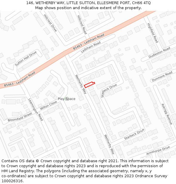 146, WETHERBY WAY, LITTLE SUTTON, ELLESMERE PORT, CH66 4TQ: Location map and indicative extent of plot