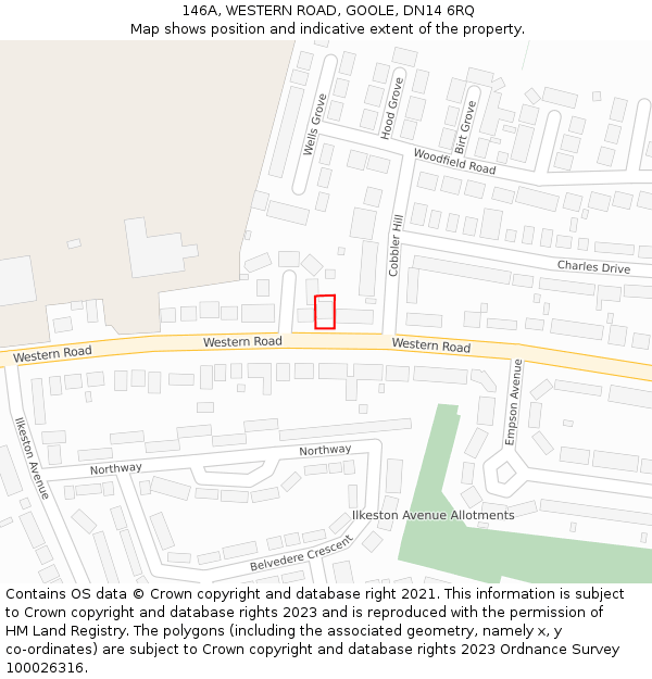 146A, WESTERN ROAD, GOOLE, DN14 6RQ: Location map and indicative extent of plot