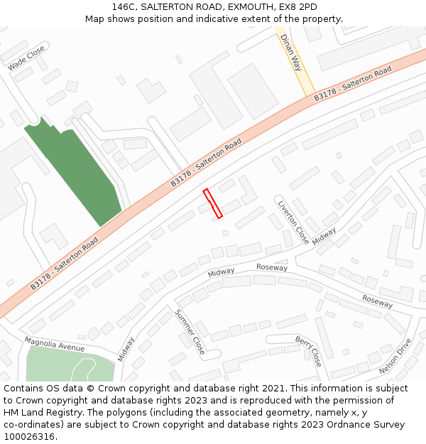 146C, SALTERTON ROAD, EXMOUTH, EX8 2PD: Location map and indicative extent of plot