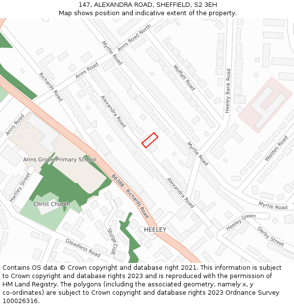 147, ALEXANDRA ROAD, SHEFFIELD, S2 3EH: Location map and indicative extent of plot
