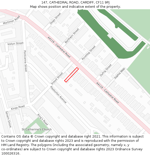 147, CATHEDRAL ROAD, CARDIFF, CF11 9PJ: Location map and indicative extent of plot