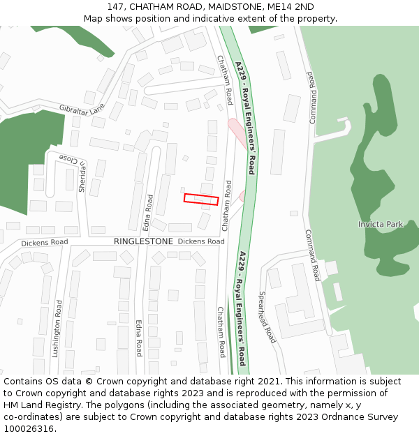 147, CHATHAM ROAD, MAIDSTONE, ME14 2ND: Location map and indicative extent of plot