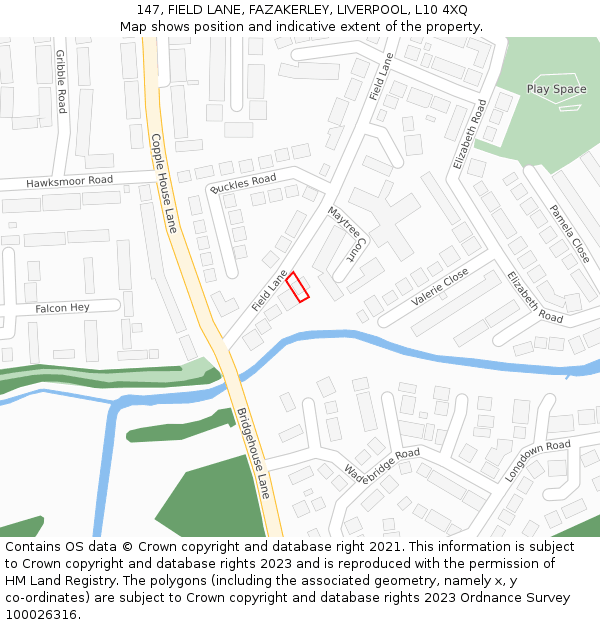 147, FIELD LANE, FAZAKERLEY, LIVERPOOL, L10 4XQ: Location map and indicative extent of plot