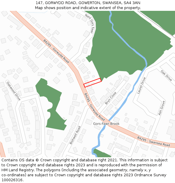 147, GORWYDD ROAD, GOWERTON, SWANSEA, SA4 3AN: Location map and indicative extent of plot