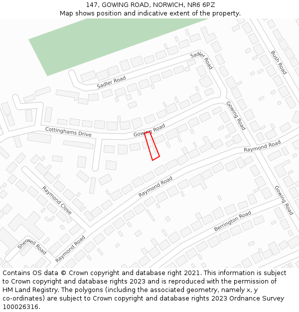 147, GOWING ROAD, NORWICH, NR6 6PZ: Location map and indicative extent of plot