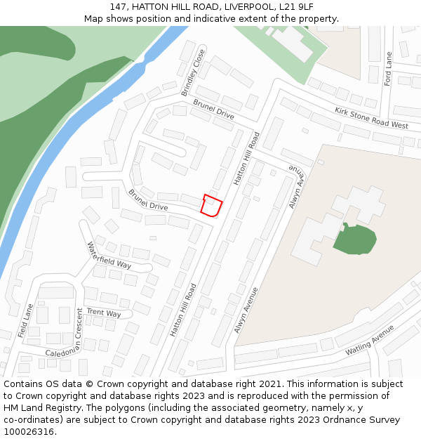 147, HATTON HILL ROAD, LIVERPOOL, L21 9LF: Location map and indicative extent of plot