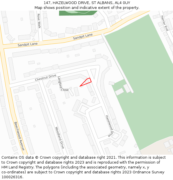 147, HAZELWOOD DRIVE, ST ALBANS, AL4 0UY: Location map and indicative extent of plot