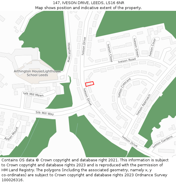 147, IVESON DRIVE, LEEDS, LS16 6NR: Location map and indicative extent of plot