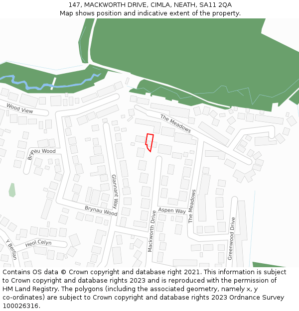 147, MACKWORTH DRIVE, CIMLA, NEATH, SA11 2QA: Location map and indicative extent of plot