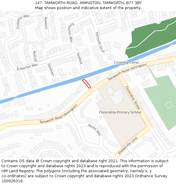 147, TAMWORTH ROAD, AMINGTON, TAMWORTH, B77 3BY: Location map and indicative extent of plot