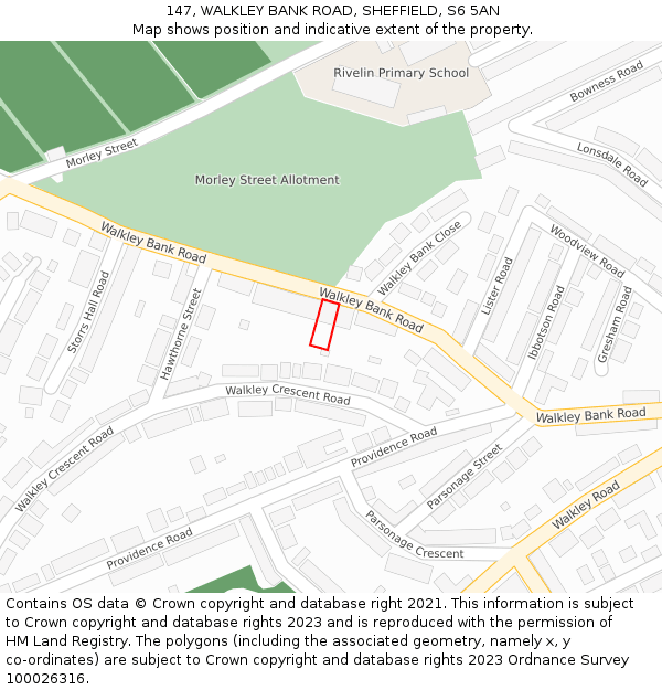 147, WALKLEY BANK ROAD, SHEFFIELD, S6 5AN: Location map and indicative extent of plot