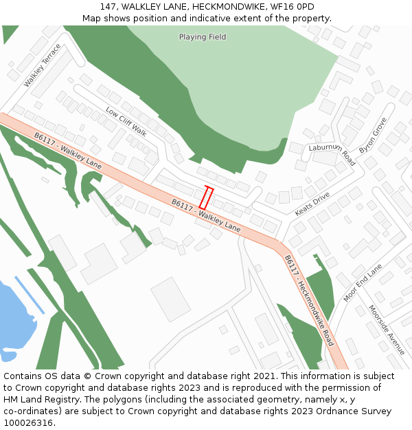 147, WALKLEY LANE, HECKMONDWIKE, WF16 0PD: Location map and indicative extent of plot