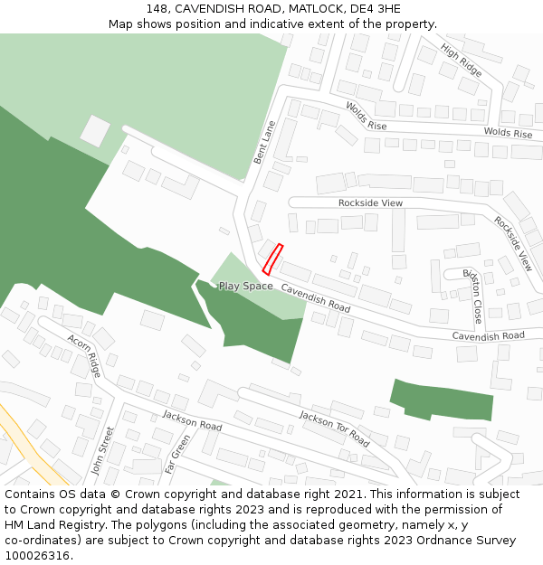 148, CAVENDISH ROAD, MATLOCK, DE4 3HE: Location map and indicative extent of plot